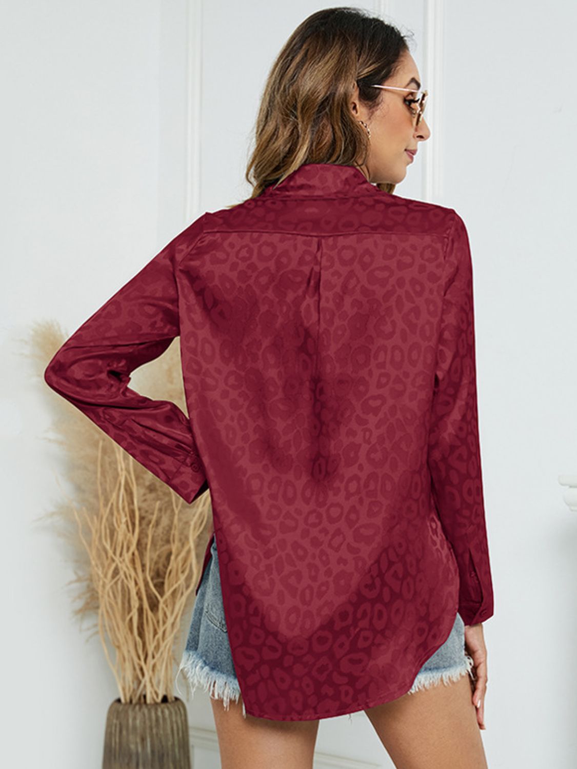 Printed Long Sleeve Collared Neck Shirt